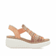 Mehrfarbige Rieker Keilsandaletten 69172-92 mit einem Gummizug. Schuh Innenseite.