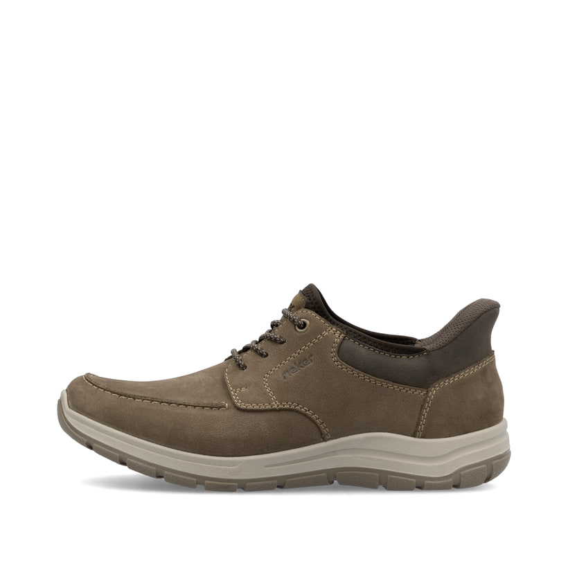 Braune Rieker Herren Slipper 03656-24 mit easy Hineinschlüpf-Möglichkeit. Schuh Außenseite.