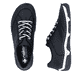 Blaue Rieker Damen Schnürschuhe 55901-14 aus Glattleder mit modernen Ziernähten. Schuh von oben, liegend.