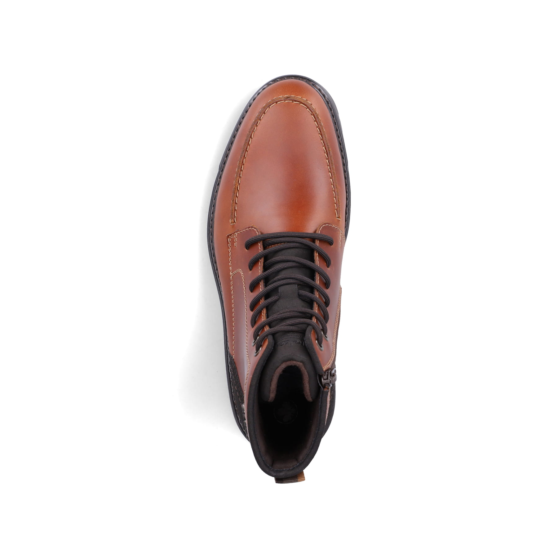 Braune Rieker Herren Schnürstiefel F2710-25 aus Glattleder. Schuh von oben.
