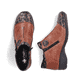 Braune Rieker Damen Kurzstiefel 58388-23 aus Glattleder mit dekorativer Blume. Schuh von oben, liegend.
