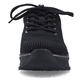 Schwarze Rieker Damen Sneaker Low 48022-00 mit flexibler Sohle sowie Schnürung. Schuh von vorne.