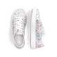 Bunte vegane Rieker Damen Sneaker Low M3926-90 mit einer Schnürung. Schuh von oben, liegend.