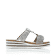 Graue Rieker Damen Pantoletten V02K3-40 mit einem Klettverschluss. Schuh Innenseite.