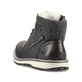 
Asphaltschwarze Rieker Herren Schnürstiefel 38441-01 mit einer robusten Profilsohle. Schuh von hinten