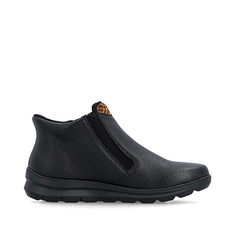 Schwarze Rieker Damen Kurzstiefel Z0059-00 mit wasserabweisender TEX-Membran. Schuh Innenseite.