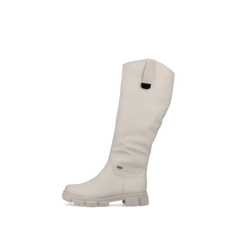 Asphaltschwarze Rieker Damen Hochschaftstiefel Y4760-00 mit einer leichten Sohle. Schuh Innenseite