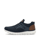Blaue Rieker Herren Slipper B6652-14 mit einem Gummizug sowie Komfortweite G 1/2. Schuh Außenseite.