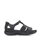 Schwarze Rieker Damen Riemchensandalen 64865-01 mit einem Klettverschluss. Schuh Innenseite.