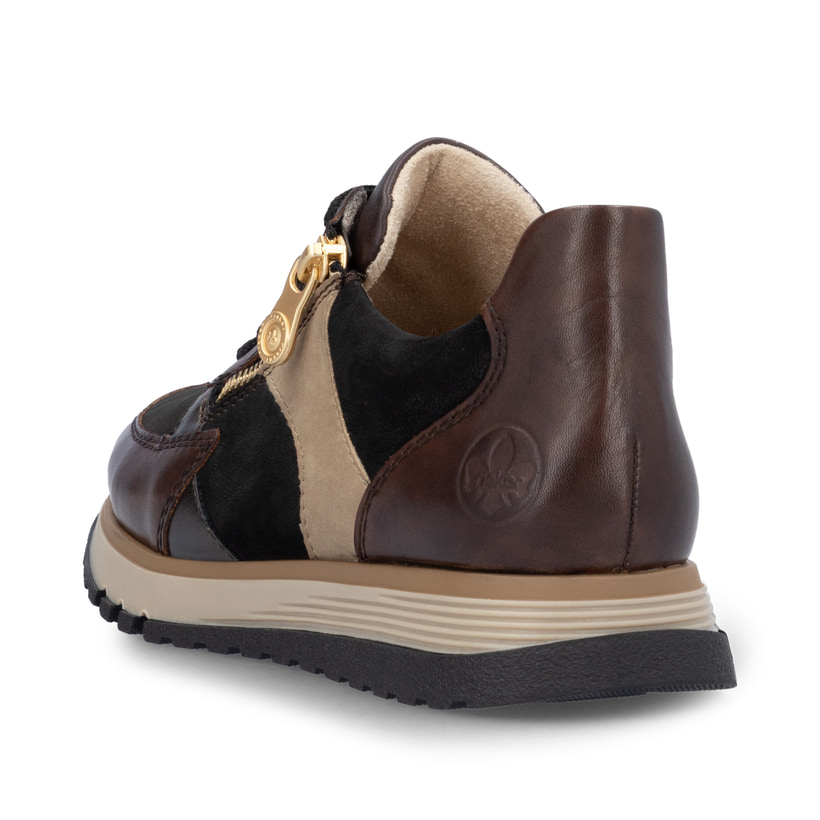 Baskets basses Rieker marron pour femme 49010-25 en cuir suédé. Chaussure vue de dessus.