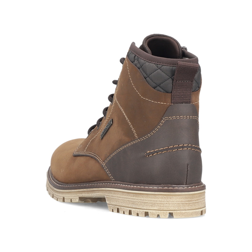 Braune Rieker Herren Schnürstiefel F3614-25 aus Rauleder. Schuh von hinten.