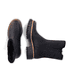 Schwarze Rieker Damen Chelsea Boots 72683-00 mit brauner Naht. Schuh von oben, liegend.