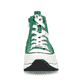 Grüne Rieker Damen Sneaker High 90010-52 mit abriebfester Plateausohle. Schuh von vorne.