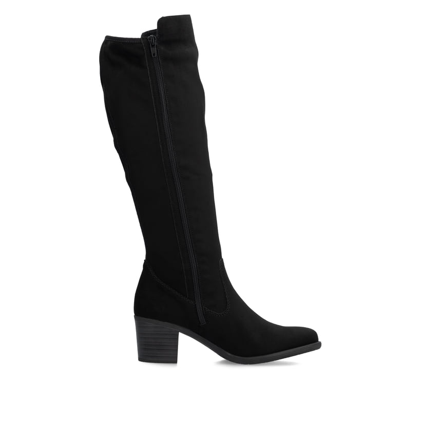 Schwarze Rieker Damen Hochschaftstiefel Y2050-01 mit einem Reißverschluss. Schuh Innenseite.