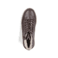 Dunkelbraune Rieker Damen Schnürstiefel 74234-25 mit modernen Ziernähten. Schuh von oben.