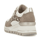 Beige Rieker Damen Sneaker Low N8308-64 mit Reißverschluss sowie Komfortweite G. Schuh von hinten.