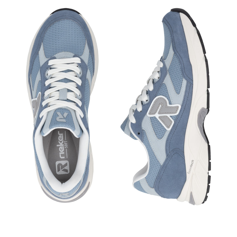 Blaue Rieker Sport Damen Sneaker Low W4201-10. Schuh von oben, liegend.