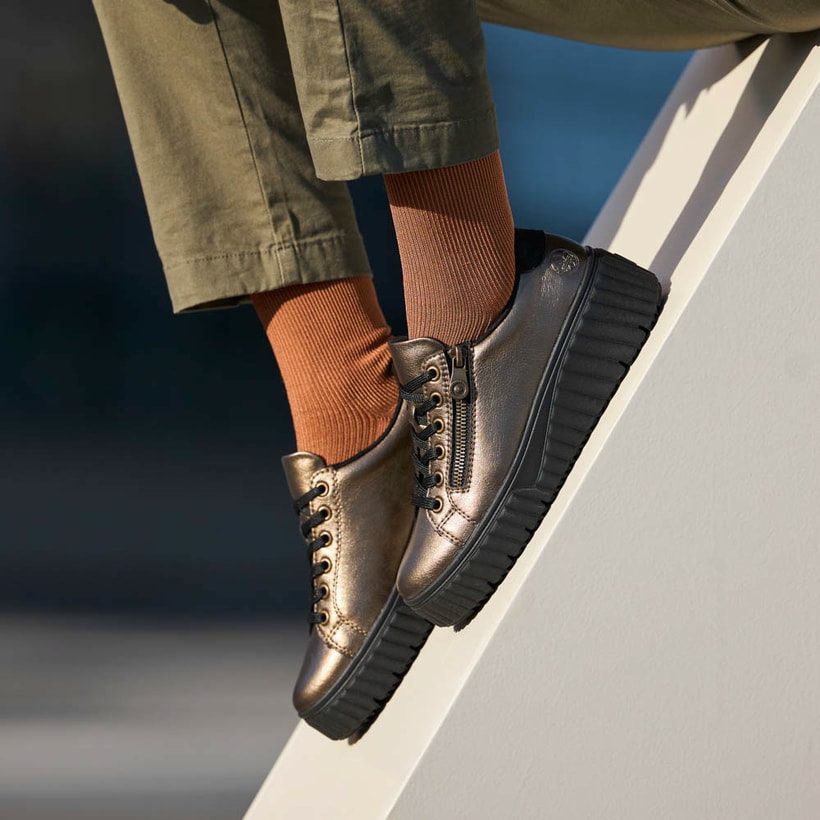 Rieker Damen Sneaker Low N2501-90 in bronze