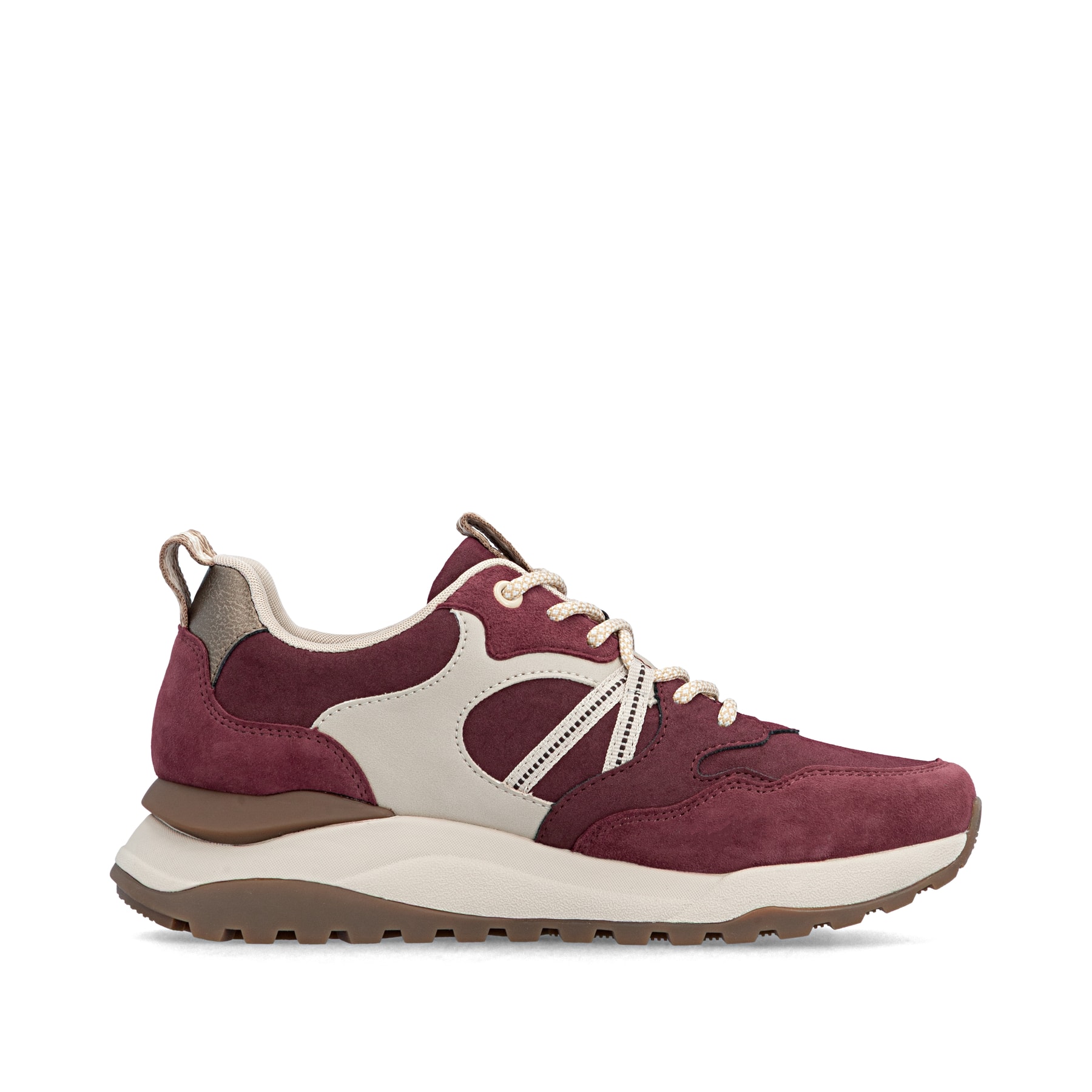 Baskets basses Rieker rouges pour femmes W2501-35 avec membrane RiekerTEX. Côté intérieur de la chaussure.