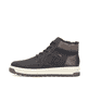 Asphaltschwarze Rieker Herren Schnürstiefel 38542-00 mit einer robusten Profilsohle. Schuh Außenseite