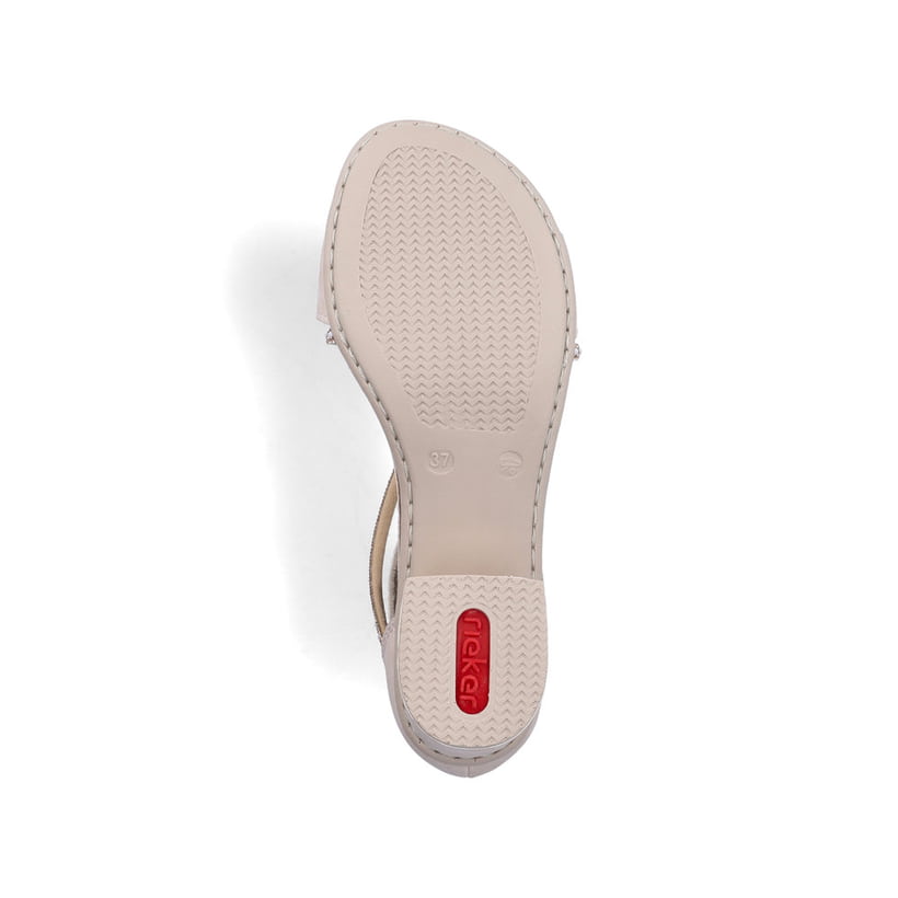 Sandales Rieker roses pour femme 64654-31 avec strass. Semelle extérieure de la chaussure.