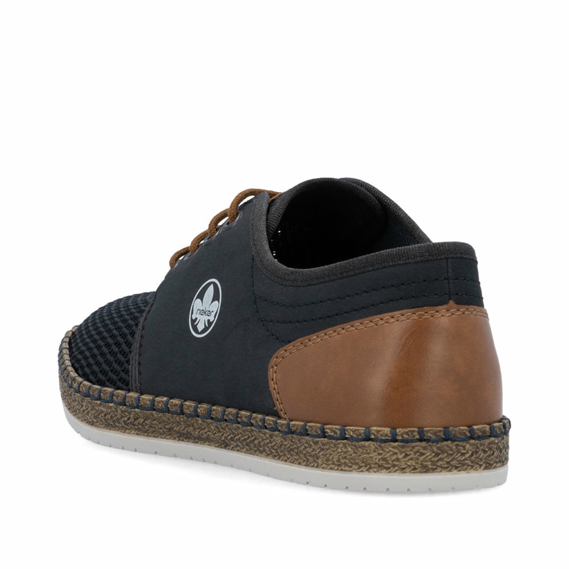 Blaue Rieker Herren Schnürschuhe B5249-14 mit der Komfortweite G 1/2. Schuh von hinten.