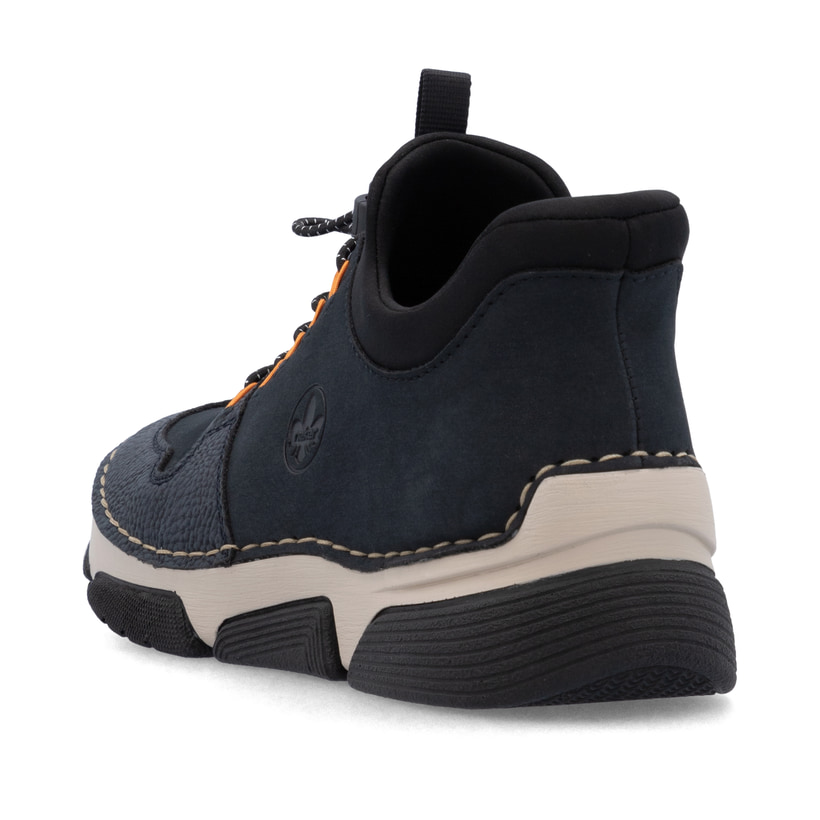 Dunkelblaue Rieker Damen Slipper 45963-14 mit easy Hineinschlüpf-Möglichkeit. Schuh von oben.