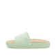 Grüne Rieker Damen Pantoletten W3250-52 mit ultraleichter und flexibler Sohle. Schuh Außenseite.
