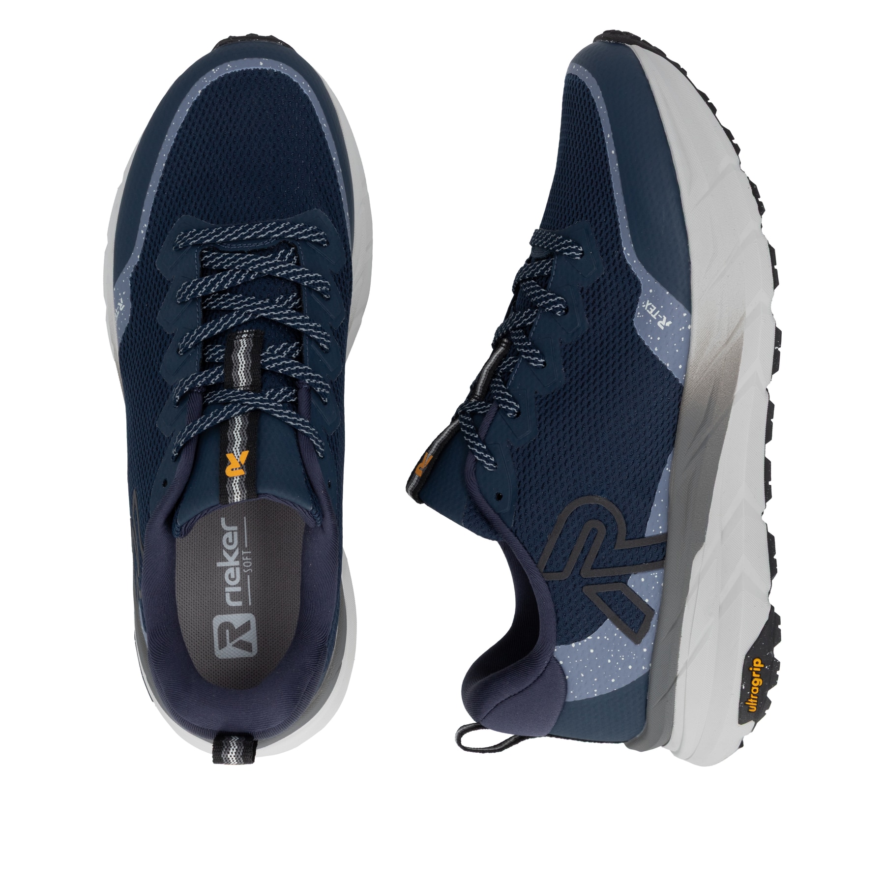 Blaue Rieker Sport Herren Sneaker Low U4501-14. Schuh von oben, liegend.