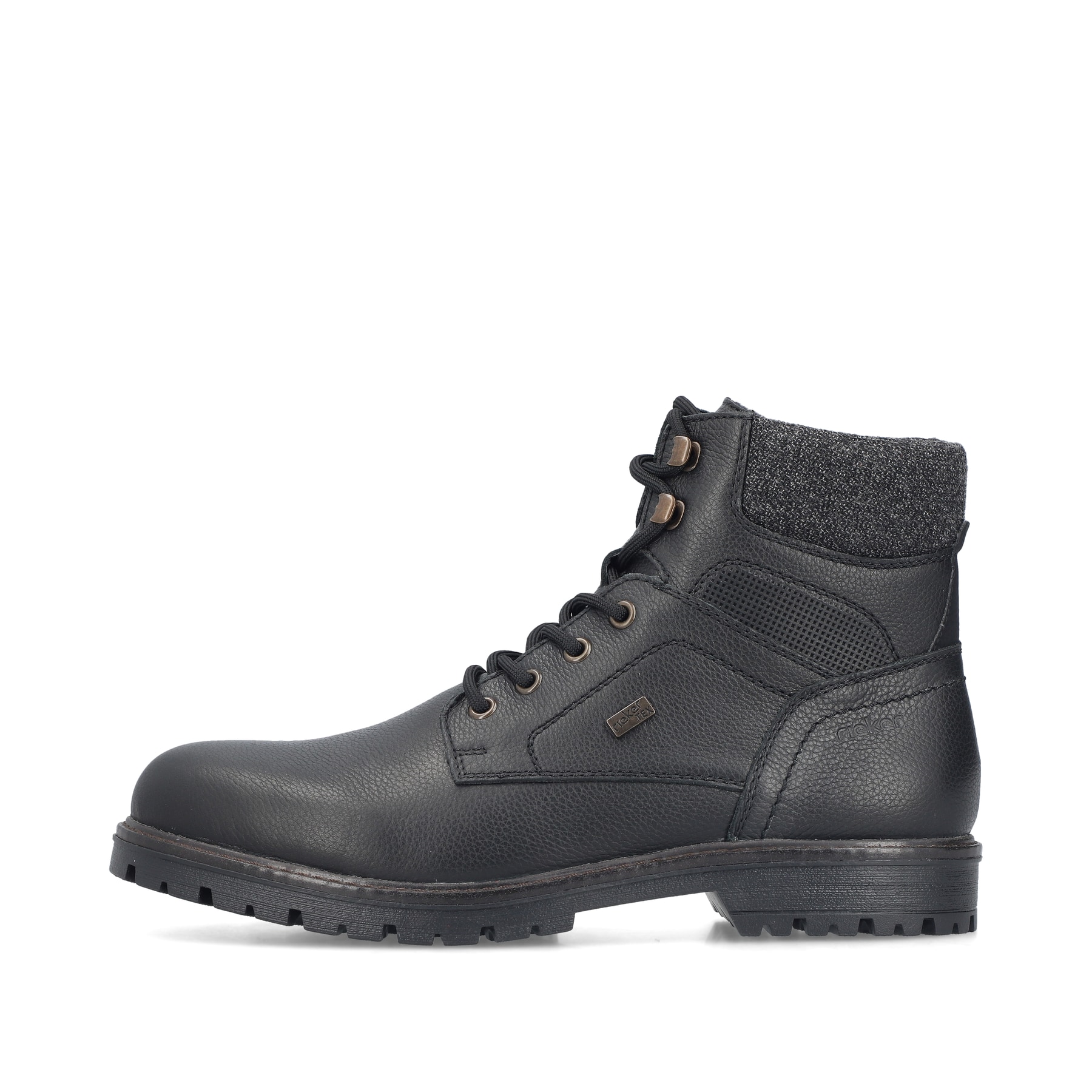Schwarze Rieker Herren Schnürstiefel F3616-00 aus Glattleder. Schuh Außenseite.