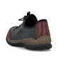 
Azurblaue Rieker Damen Slipper N3271-35 mit Gummizug sowie einer leichten Sohle. Schuh von hinten