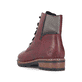 Weinrote Rieker Damen Schnürstiefel Z9344-30 mit Deko-Reißverschluss. Schuh von hinten.