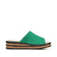 Grüne Rieker Damen Pantoletten 62905-52 mit moderner Spannnaht. Schuh Innenseite.