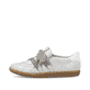 Graue Rieker Damen Slipper L9728-40 mit Gummizug sowie gepolsterter Einlegesohle. Schuh Außenseite.