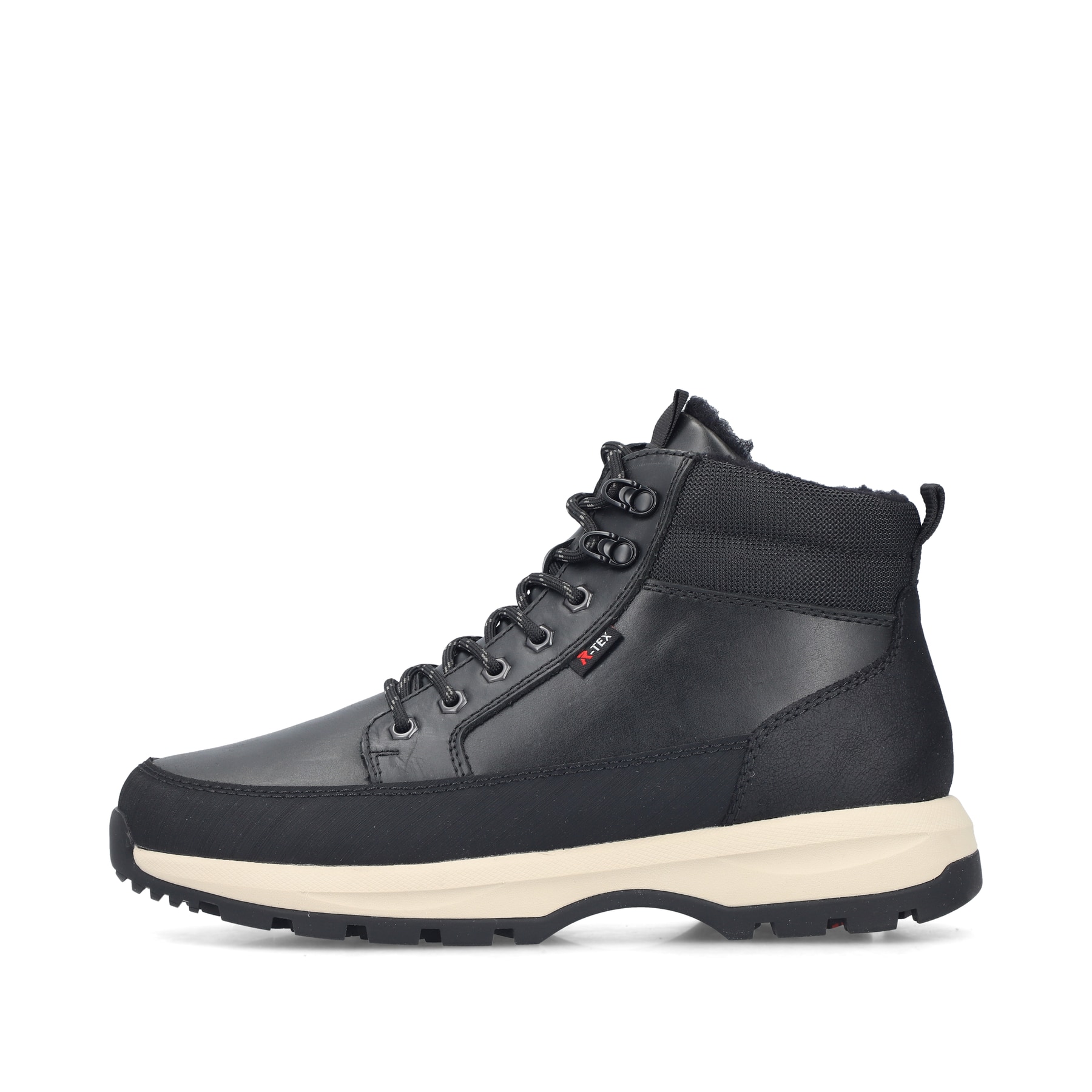 Schwarze Rieker Herren Schnürstiefel U1674-00 aus Glattleder. Schuh Außenseite.