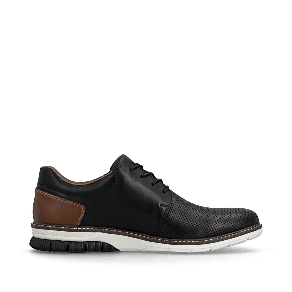 Schwarze Rieker Herren Schnürschuhe 14412-00 aus Glattleder mit Reißverschluss. Schuh Innenseite.