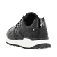 Schwarze Rieker Damen Sneaker Low W0606-00 mit griffiger Sohle sowie Schnürung. Schuh von hinten.