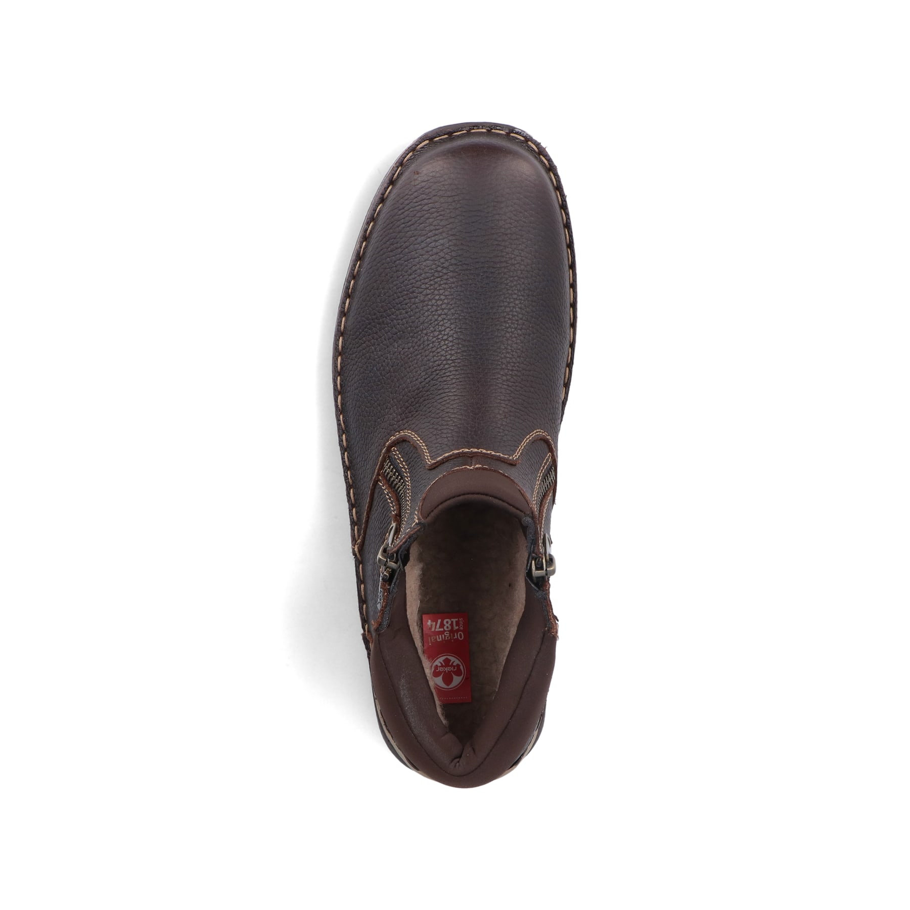 Braune Rieker Herren Kurzstiefel 05362-25 aus Glattleder. Schuh von oben.
