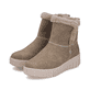 Beige Rieker Damen Kurzstiefel Y6152-20 mit weichem Kragen sowie Reißverschluss. Schuhpaar seitlich schräg.