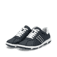 Blaue Rieker Damen Schnürschuhe 42408-14 mit der Extraweite H. Schuhpaar seitlich schräg.