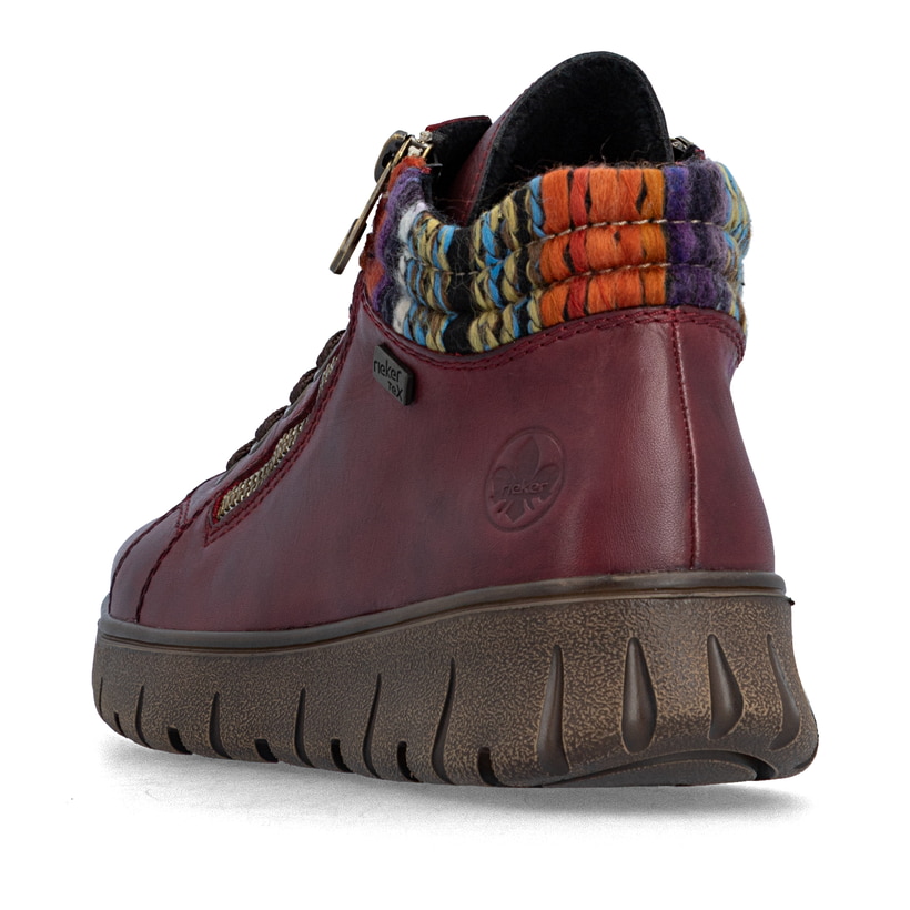 Rote Rieker Damen Schnürstiefel N1305-35 aus Glattleder. Schuh von hinten.