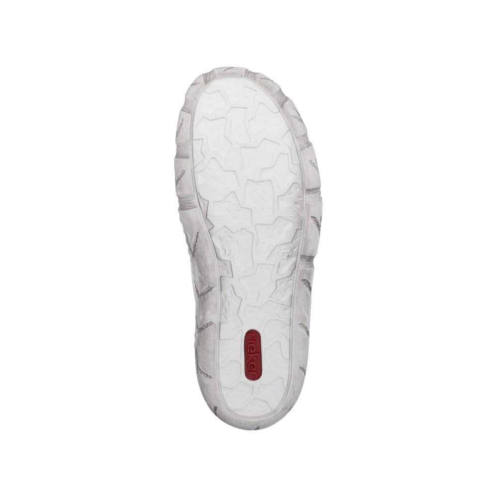 Mocassins Rieker beiges pour femme L0375-91 en cuir lisse. Semelle extérieure de la chaussure.