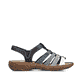 Blaue Rieker Damen Riemchensandalen V2875-90 mit einem Gummizug. Schuh Innenseite.
