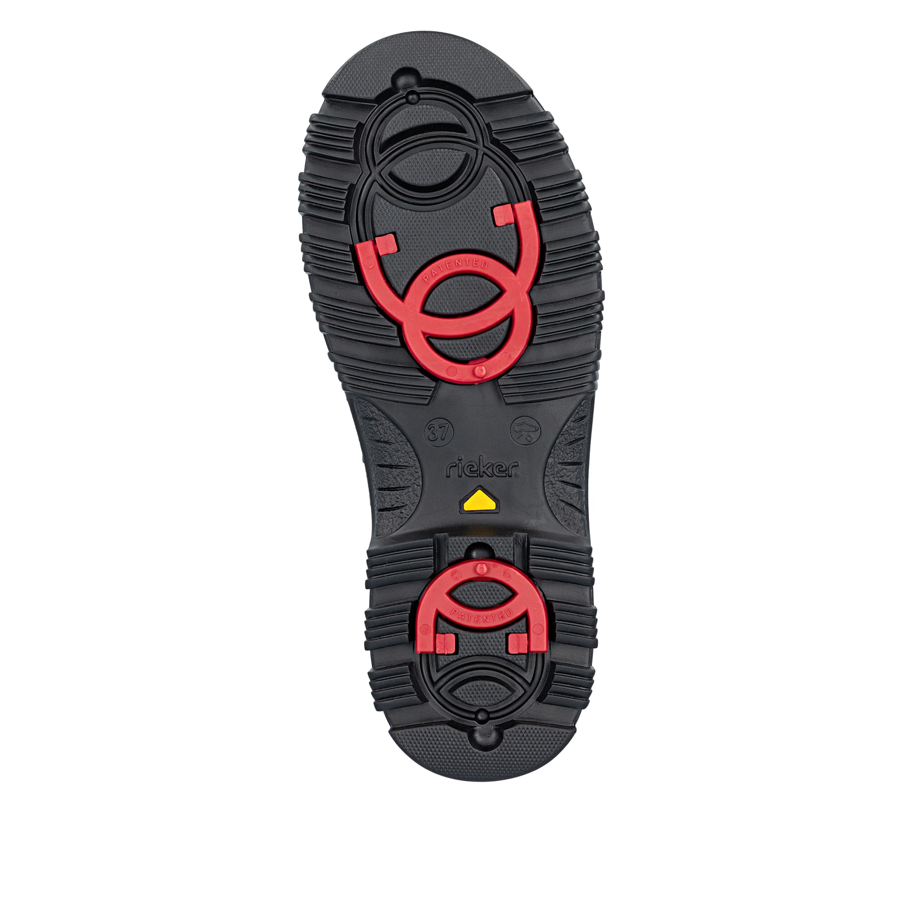 Dunkelbraune Rieker Damen Schnürstiefel X8233-25 aus Rauleder. Schuh Laufsohle.