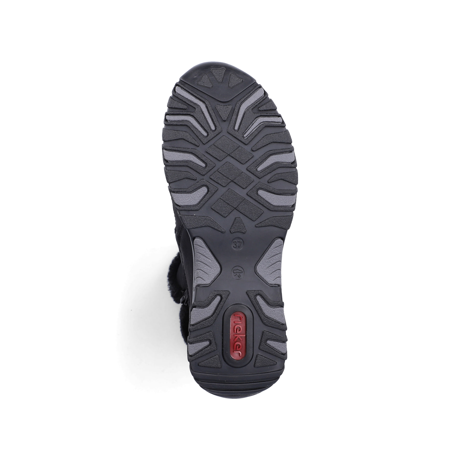 Schwarze Rieker Damen Kurzstiefel M9670-01 mit wasserabweisender TEX-Membran. Schuh Laufsohle.