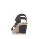 Schwarze Rieker Riemchensandaletten 66526-00 mit Strasssteinen sowie Gummizug. Schuh von hinten.