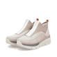 Rosane vegane Rieker Damen Sneaker High 48053-31 mit einem Reißverschluss. Schuhpaar seitlich schräg.