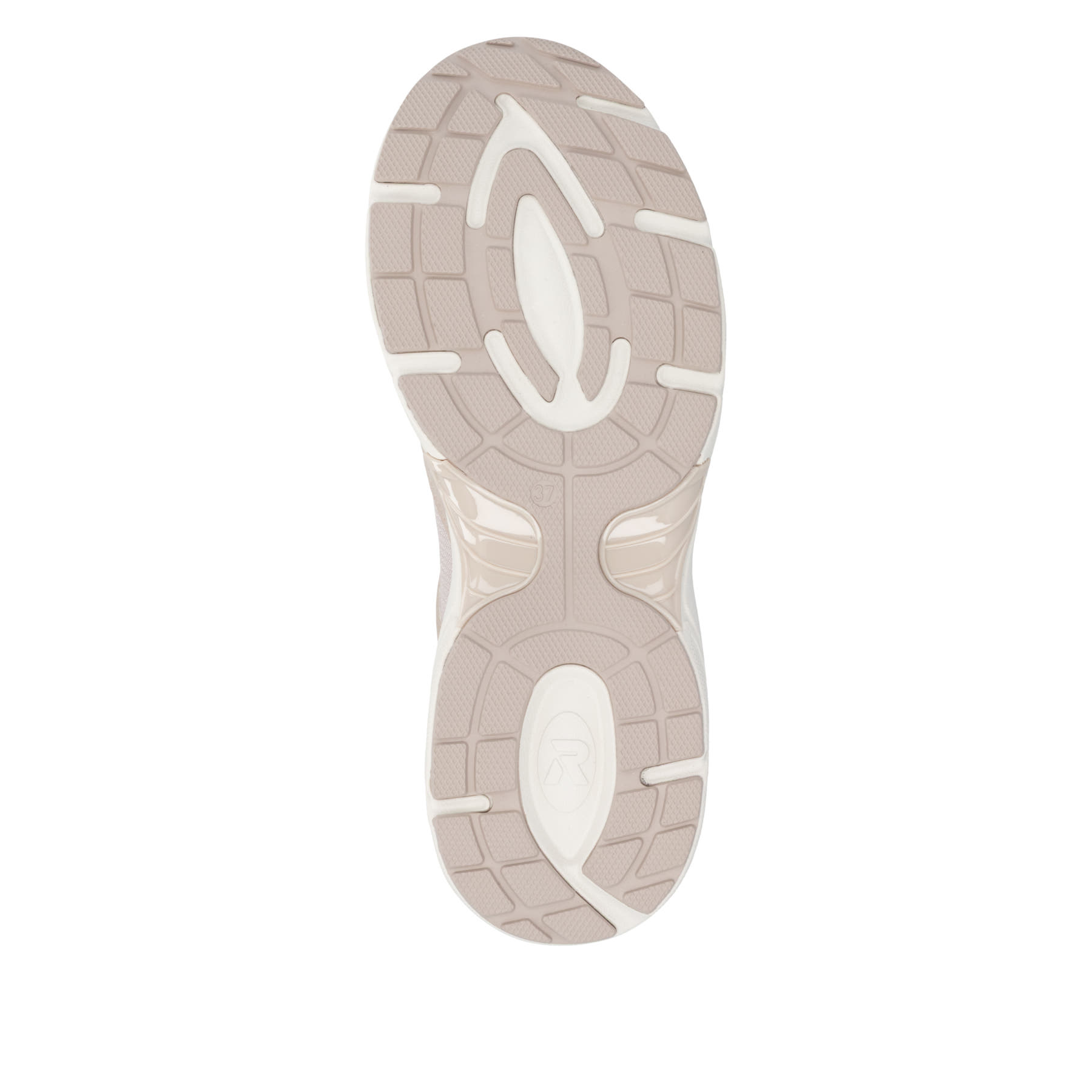 Beige Rieker Sport Damen Sneaker Low W4201-60. Schuh Laufsohle.