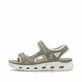 Grüne Rieker Damen Trekkingsandalen 64066-52 mit einem Klettverschluss. Schuh Außenseite.