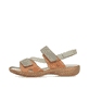 Grüngraue Rieker Damen Riemchensandalen 60866-54 mit einem Klettverschluss. Schuh Außenseite.